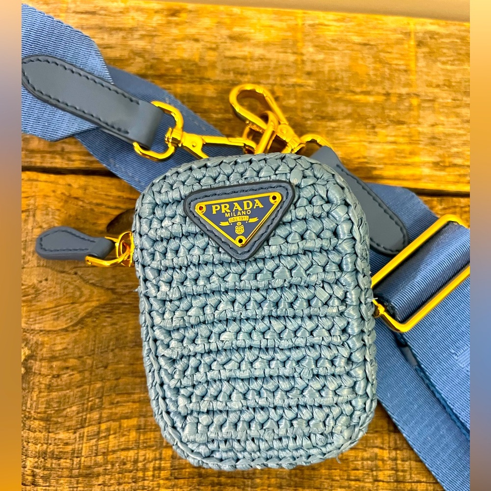 Prada Re-edition 2005 Raffia Coin Purse & Shoulder Strap Accessory
